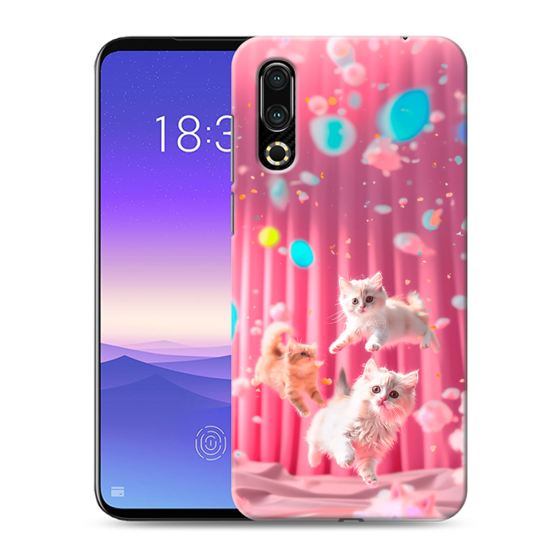 Пластиковый чехол на Meizu 16s с принтом милые котики Пластиковый чехол на Meizu 16s с принтом милые котики