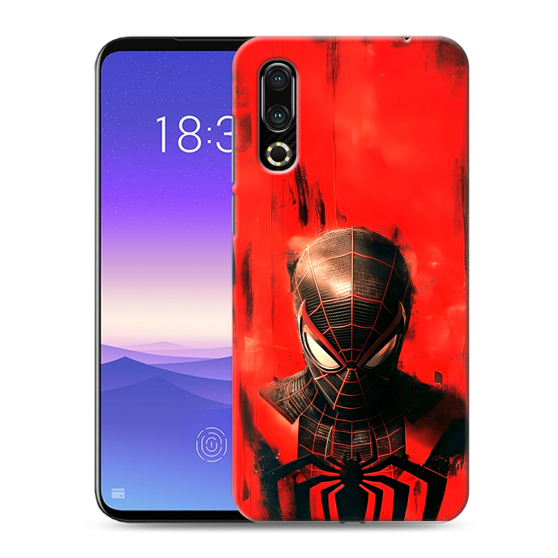 Пластиковый чехол на Meizu 16s с принтом человек паук spiderman Пластиковый чехол на Meizu 16s с принтом человек паук spiderman