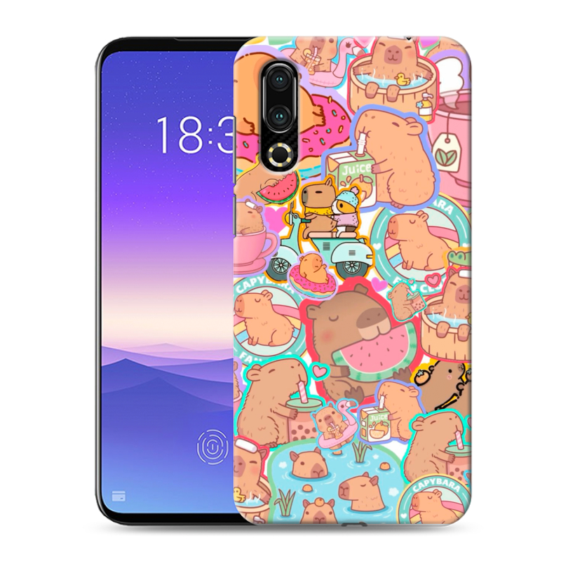 Пластиковый чехол на Meizu 16s с принтом капибары Пластиковый чехол на Meizu 16s с принтом капибары