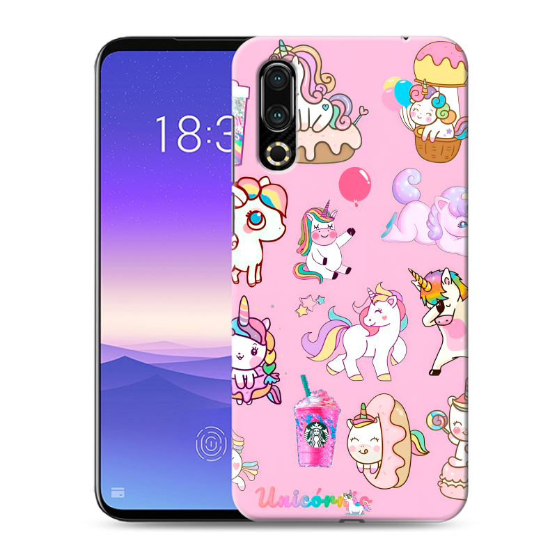 Пластиковый чехол на Meizu 16s с принтом розовые единороги Пластиковый чехол на Meizu 16s с принтом розовые единороги