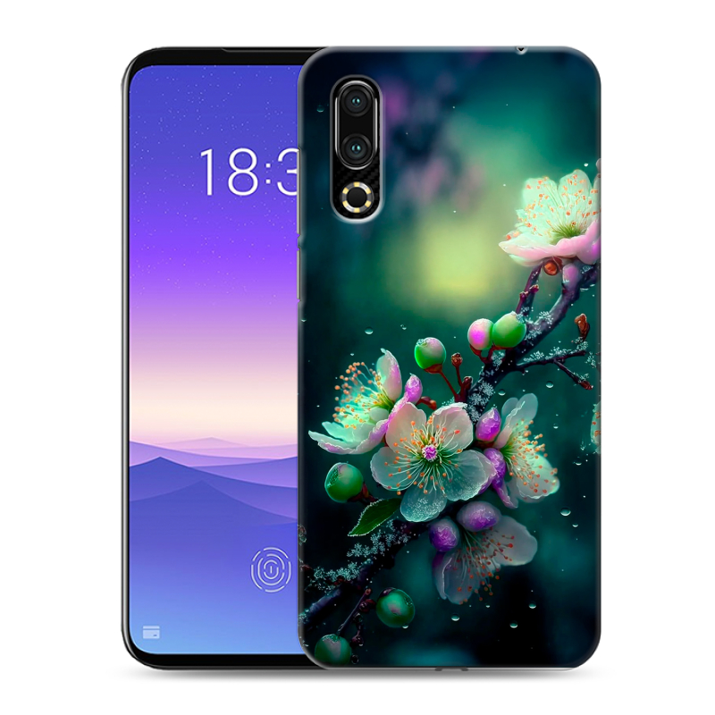 Пластиковый чехол на Meizu 16s с принтом Цветы и мрамор Пластиковый чехол на Meizu 16s с принтом Цветы и мрамор