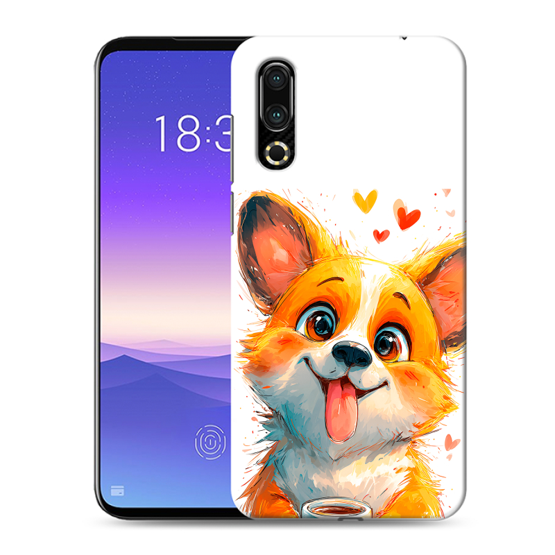 Пластиковый чехол на Meizu 16s с принтом корги Пластиковый чехол на Meizu 16s с принтом корги
