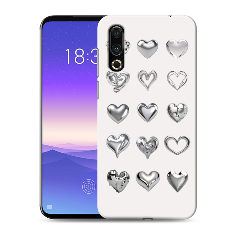 Пластиковый чехол на Meizu 16s с принтом Y2K сердечки Пластиковый чехол на Meizu 16s с принтом Y2K сердечки