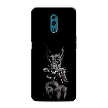 Силиконовый чехол на OPPO Reno с принтом Доберман и пистолет Силиконовый чехол на OPPO Reno с принтом Доберман и пистолет