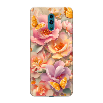 Силиконовый чехол на OPPO Reno с принтом Цветы и бабочки