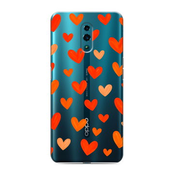 Силиконовый чехол на OPPO Reno с принтом Сердечки