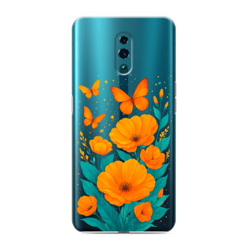 Силиконовый чехол на OPPO Reno с принтом цветы бабочки Силиконовый чехол на OPPO Reno с принтом цветы бабочки