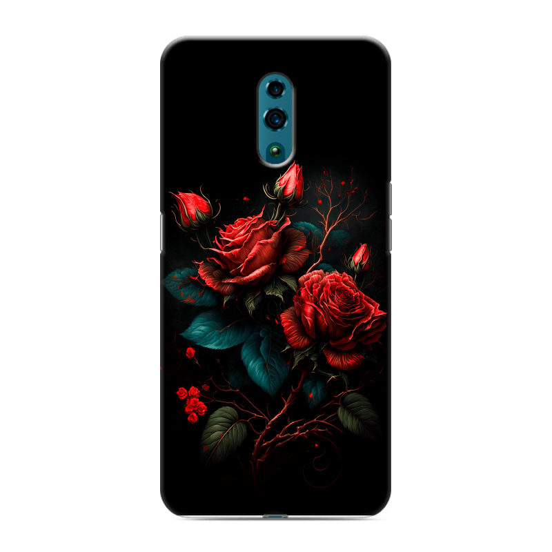 Силиконовый противоударный чехол на OPPO Reno с принтом Розы красные Силиконовый противоударный чехол на OPPO Reno с принтом Розы красные