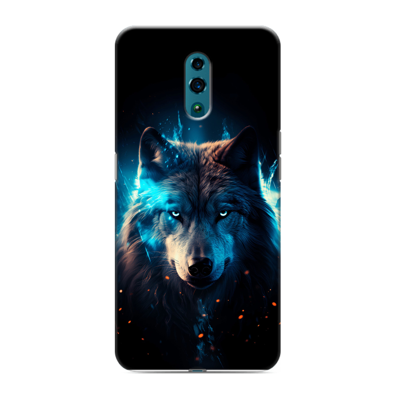 Силиконовый противоударный чехол на OPPO Reno с принтом Волк ночной Силиконовый противоударный чехол на OPPO Reno с принтом Волк ночной