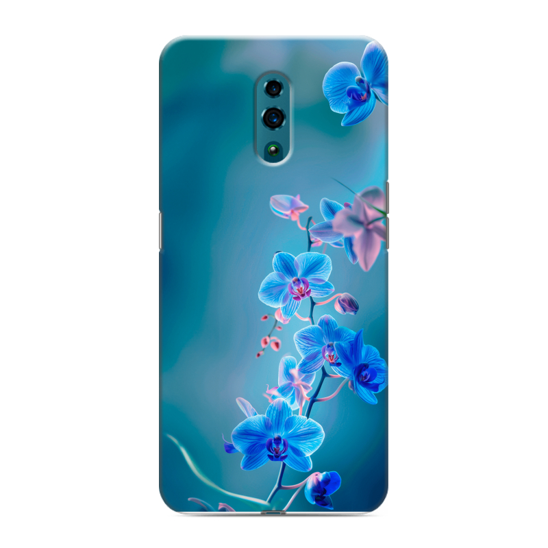 Силиконовый противоударный чехол на OPPO Reno с принтом Голубые цветы Силиконовый противоударный чехол на OPPO Reno с принтом Голубые цветы