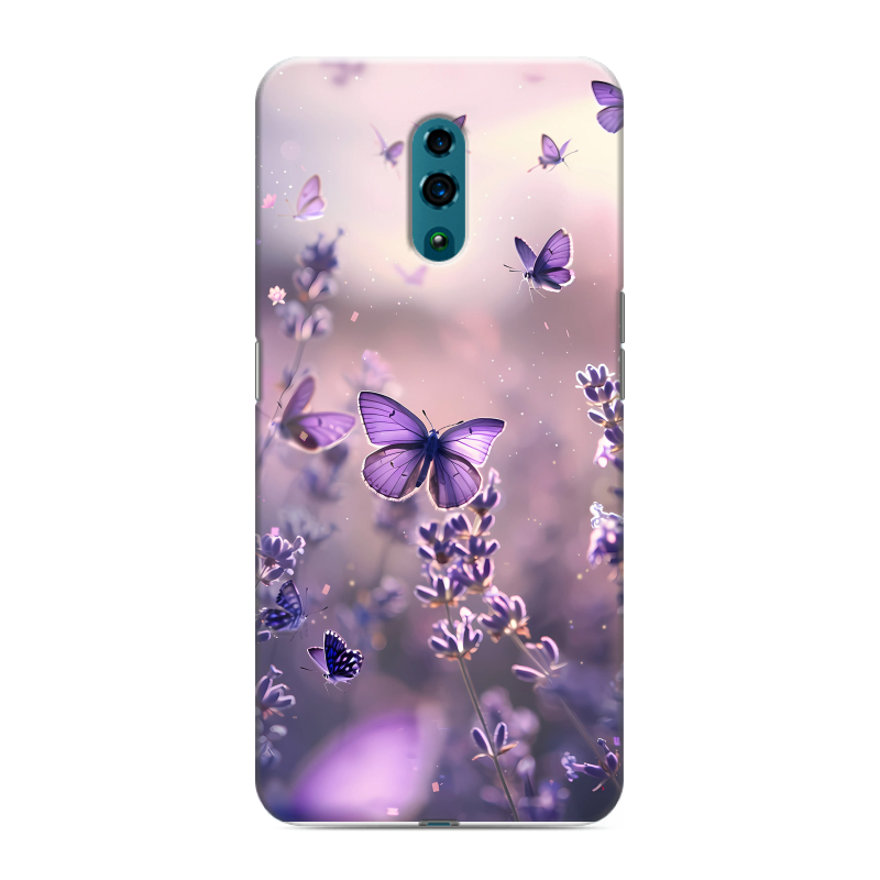 Пластиковый чехол на OPPO Reno с принтом бабочки и лаванда Пластиковый чехол на OPPO Reno с принтом бабочки и лаванда