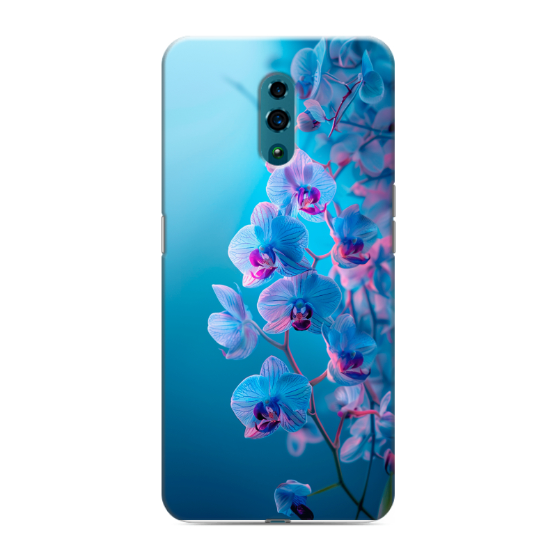 Силиконовый чехол на OPPO Reno с принтом голубые орхидеи Силиконовый чехол на OPPO Reno с принтом голубые орхидеи