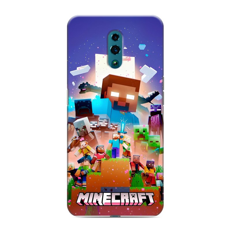 Силиконовый противоударный чехол на OPPO Reno с принтом Майнкрафт Minecraft Силиконовый противоударный чехол на OPPO Reno с принтом Майнкрафт Minecraft