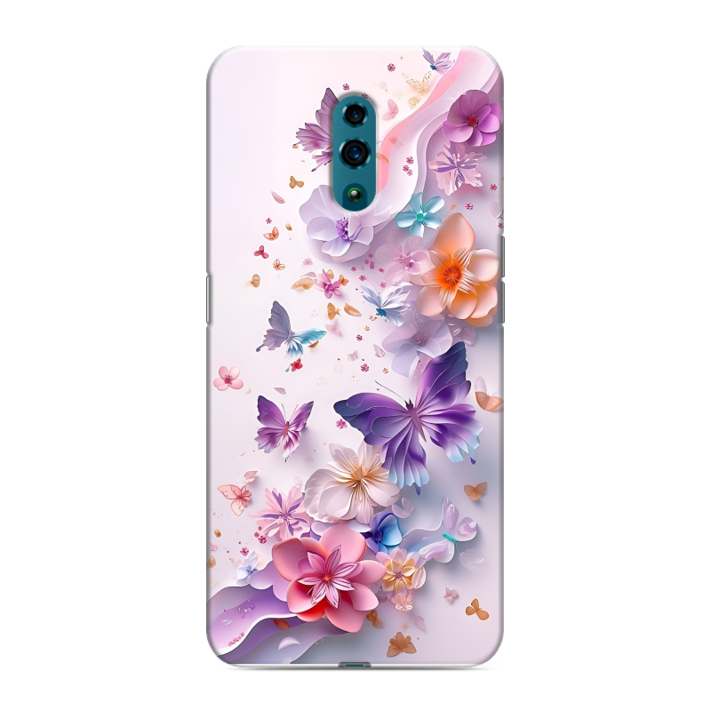 Силиконовый чехол на OPPO Reno с принтом цветы бабочки Силиконовый чехол на OPPO Reno с принтом цветы бабочки