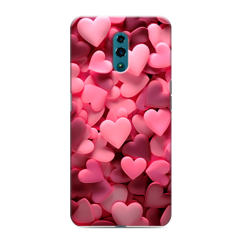 Силиконовый противоударный чехол на OPPO Reno с принтом розовые сердечки Силиконовый противоударный чехол на OPPO Reno с принтом розовые сердечки