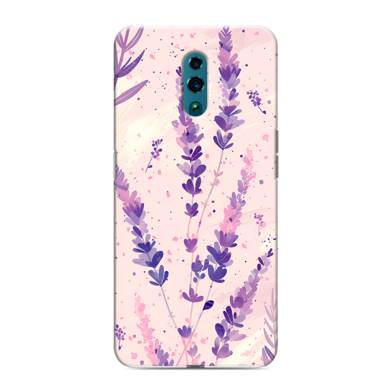 Пластиковый чехол на OPPO Reno с принтом цветы лаванда Пластиковый чехол на OPPO Reno с принтом цветы лаванда