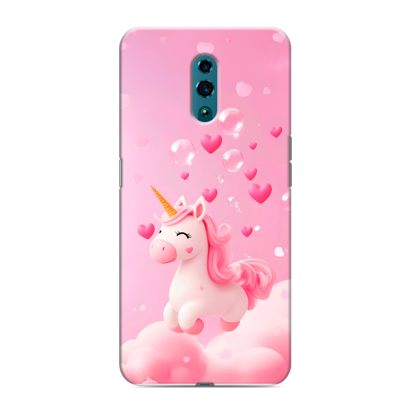 Пластиковый чехол на OPPO Reno с принтом Единорог Пластиковый чехол на OPPO Reno с принтом Единорог