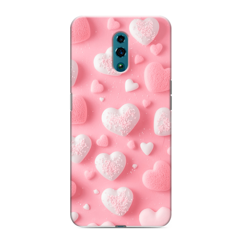 Пластиковый чехол на OPPO Reno с принтом Сердечки Пластиковый чехол на OPPO Reno с принтом Сердечки