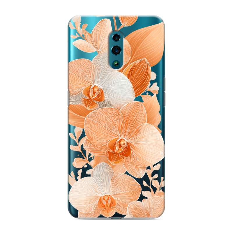 Силиконовый чехол на OPPO Reno с принтом Бежевые цветы Силиконовый чехол на OPPO Reno с принтом Бежевые цветы
