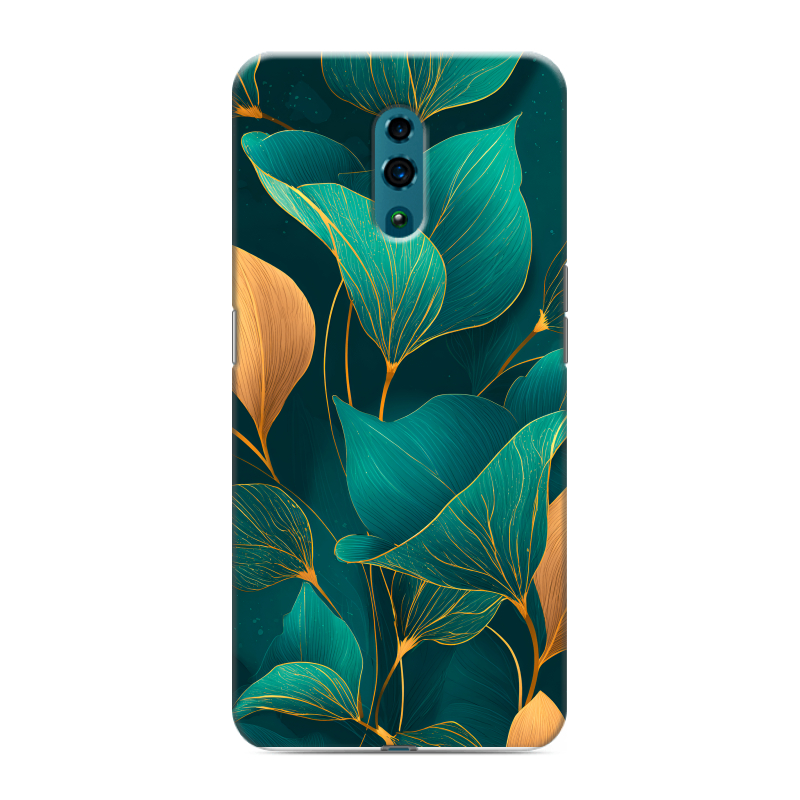 Силиконовый чехол на OPPO Reno с принтом Листья и золото Силиконовый чехол на OPPO Reno с принтом Листья и золото