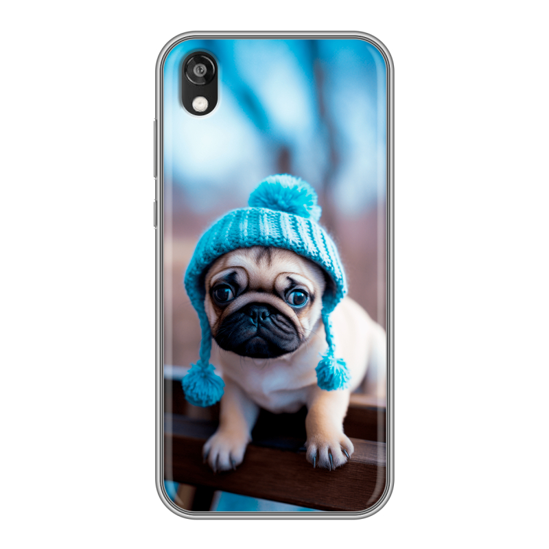 Силиконовый чехол на Huawei Honor 8s с принтом Мопс в шапке Силиконовый чехол на Huawei Honor 8s с принтом Мопс в шапке