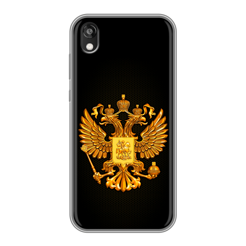 Силиконовый чехол на Huawei Honor 8s с принтом Герб России желтый Силиконовый чехол на Huawei Honor 8s с принтом Герб России желтый