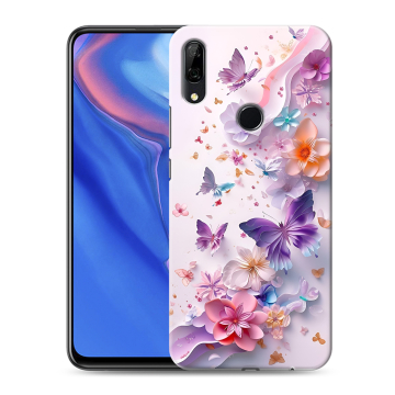 Силиконовый противоударный чехол на Huawei P Smart Z с принтом цветы бабочки