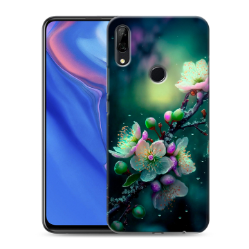 Силиконовый противоударный чехол на Huawei P Smart Z с принтом Цветы и мрамор