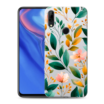 Силиконовый противоударный чехол на Huawei P Smart Z с принтом Цветы паттерн Силиконовый противоударный чехол на Huawei P Smart Z с принтом Цветы паттерн