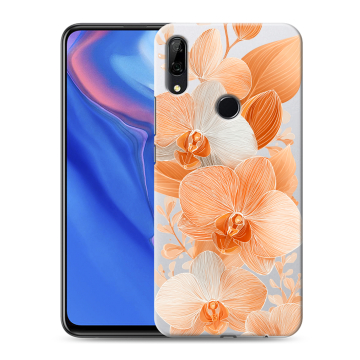 Силиконовый противоударный чехол на Huawei P Smart Z с принтом Бежевые цветы Силиконовый противоударный чехол на Huawei P Smart Z с принтом Бежевые цветы
