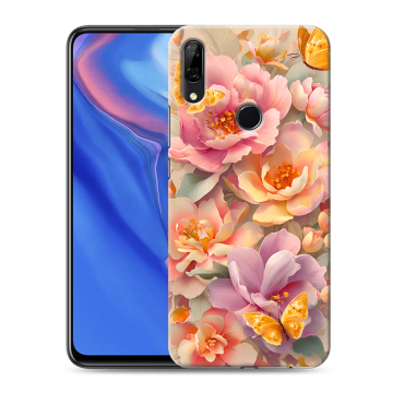 Силиконовый противоударный чехол на Huawei P Smart Z с принтом Цветы и бабочки Силиконовый противоударный чехол на Huawei P Smart Z с принтом Цветы и бабочки