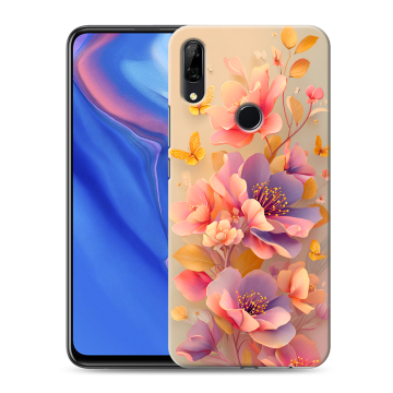 Силиконовый противоударный чехол на Huawei P Smart Z с принтом Цветы и бабочки Силиконовый противоударный чехол на Huawei P Smart Z с принтом Цветы и бабочки