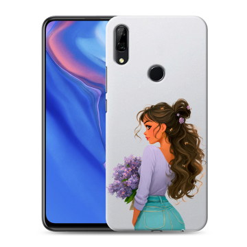 Силиконовый противоударный чехол на Huawei P Smart Z с принтом девушка цветы Силиконовый противоударный чехол на Huawei P Smart Z с принтом девушка цветы