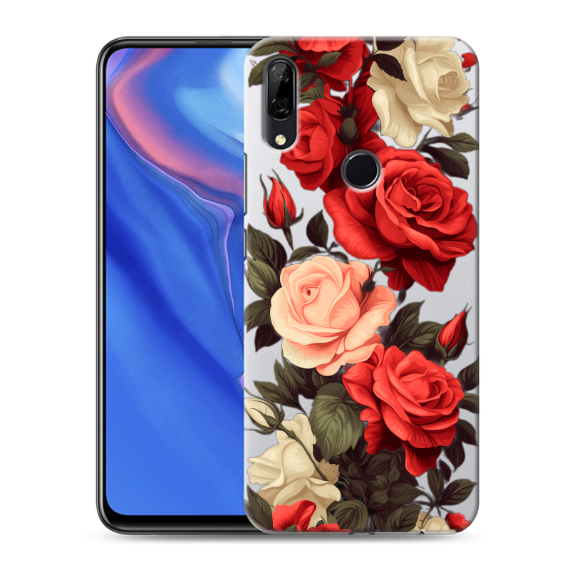 Силиконовый противоударный чехол на Huawei P Smart Z с принтом Розы Силиконовый противоударный чехол на Huawei P Smart Z с принтом Розы