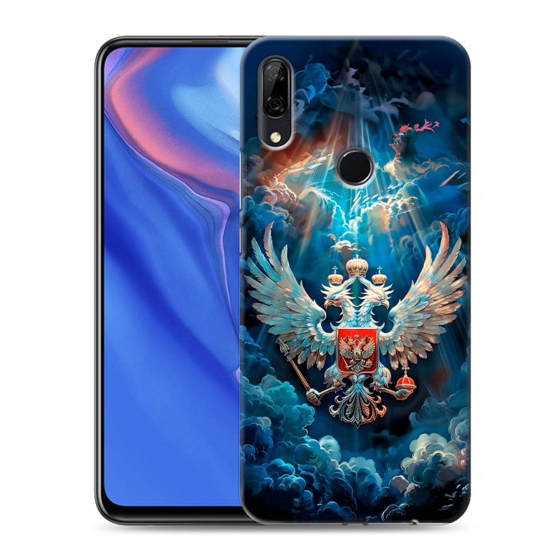 Силиконовый противоударный чехол на Huawei P Smart Z с принтом Герб флаг России Силиконовый противоударный чехол на Huawei P Smart Z с принтом Герб флаг России