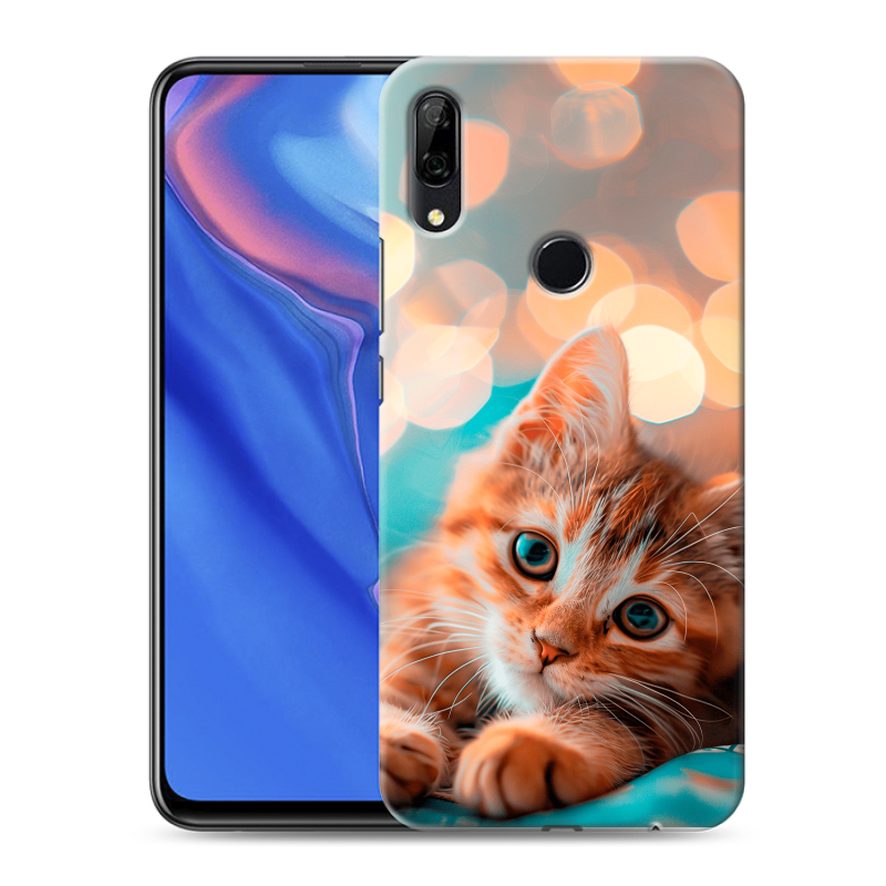 Силиконовый противоударный чехол на Huawei P Smart Z с принтом котик Силиконовый противоударный чехол на Huawei P Smart Z с принтом котик