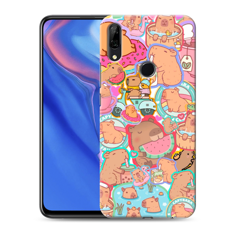 Силиконовый противоударный чехол на Huawei P Smart Z с принтом капибары Силиконовый противоударный чехол на Huawei P Smart Z с принтом капибары