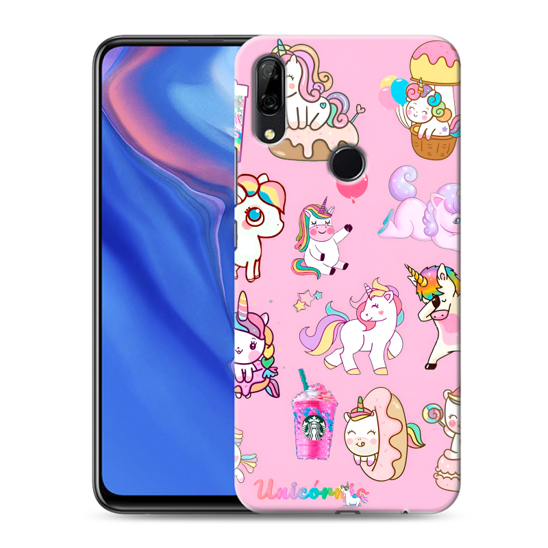 Силиконовый противоударный чехол на Huawei P Smart Z с принтом розовые единороги Силиконовый противоударный чехол на Huawei P Smart Z с принтом розовые единороги