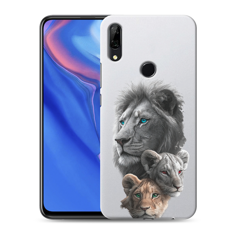 Силиконовый противоударный чехол на Huawei P Smart Z с принтом Львы Силиконовый противоударный чехол на Huawei P Smart Z с принтом Львы