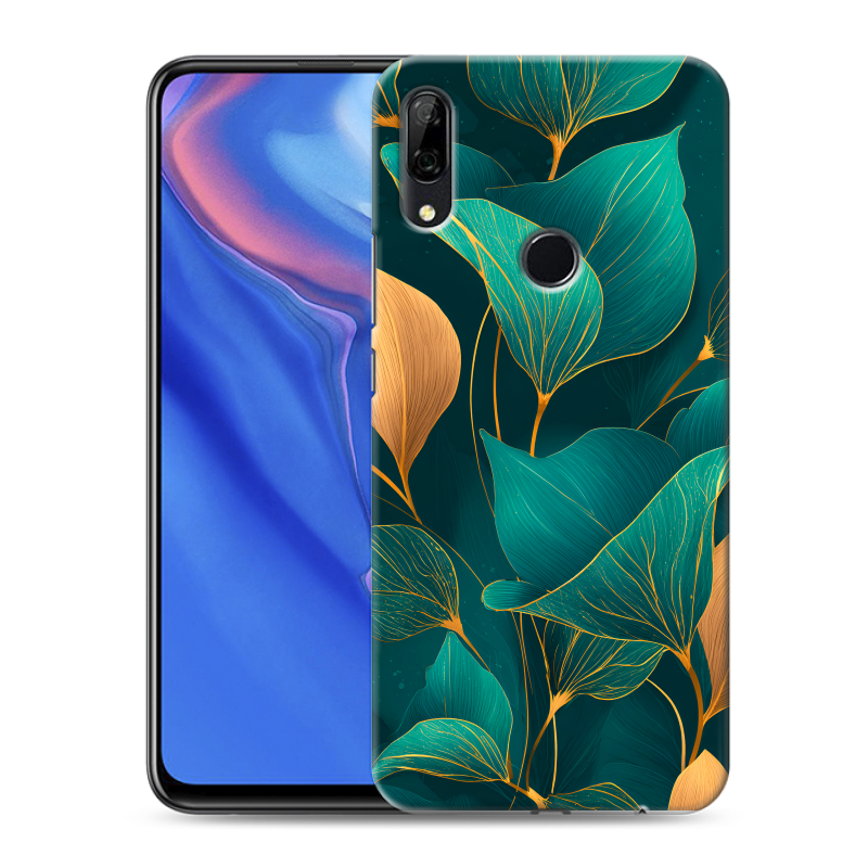 Пластиковый чехол на Huawei P Smart Z с принтом Листья и золото Пластиковый чехол на Huawei P Smart Z с принтом Листья и золото