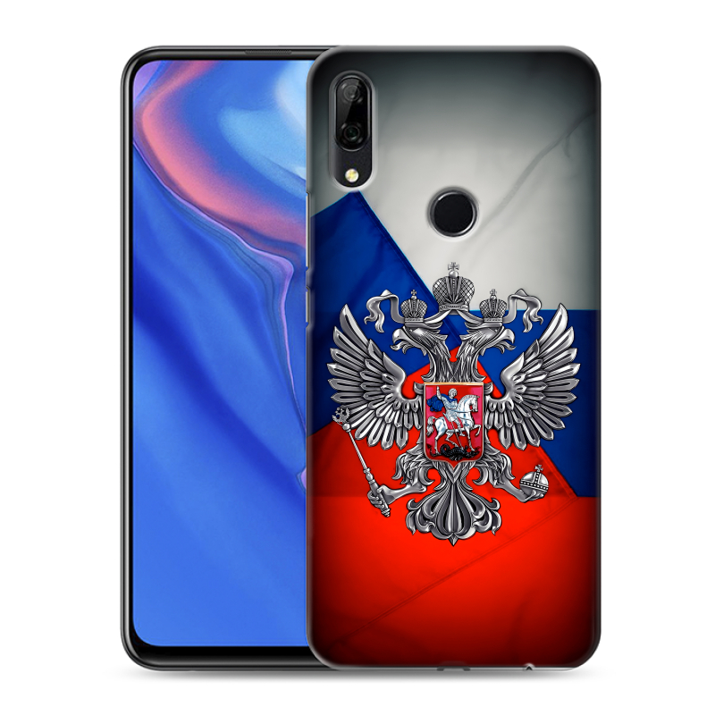 Силиконовый противоударный чехол на Huawei P Smart Z с принтом Флаг России Силиконовый противоударный чехол на Huawei P Smart Z с принтом Флаг России