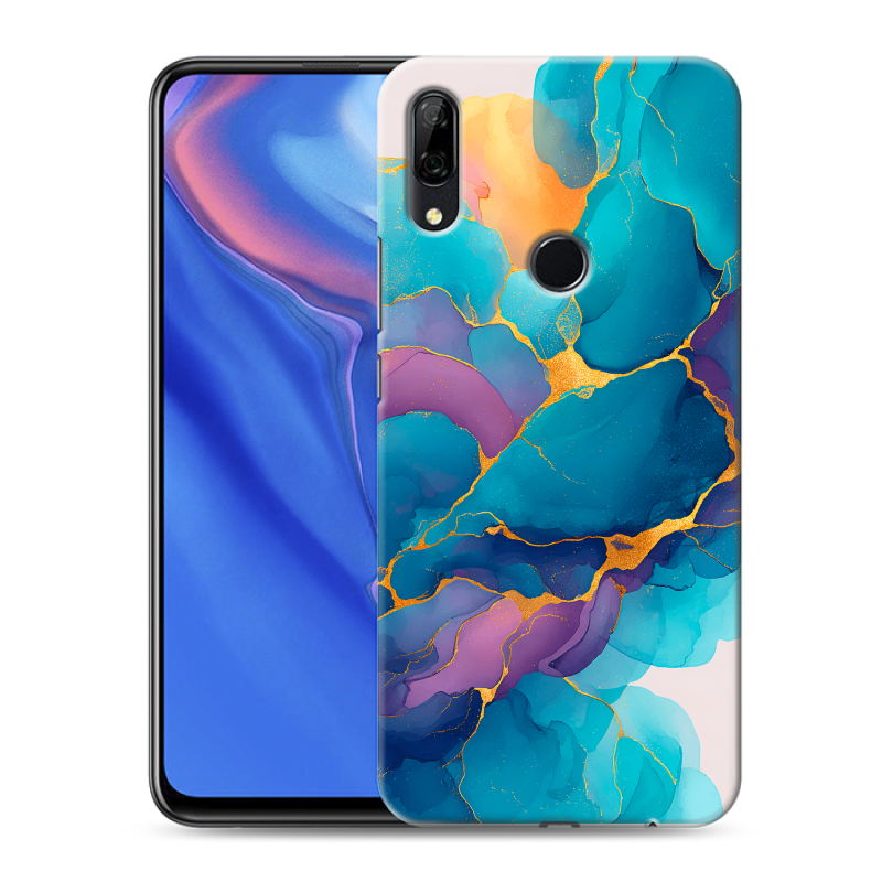 Силиконовый противоударный чехол на Huawei P Smart Z с принтом Мрамор блестки Силиконовый противоударный чехол на Huawei P Smart Z с принтом Мрамор блестки