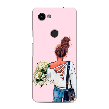 Пластиковый чехол на Google Pixel 3a с принтом Девушка и букет