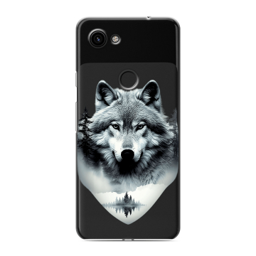 Пластиковый чехол на Google Pixel 3a с принтом Волк в лесу Пластиковый чехол на Google Pixel 3a с принтом Волк в лесу