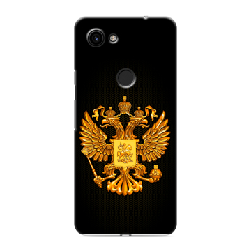 Пластиковый чехол на Google Pixel 3a с принтом Герб России желтый Пластиковый чехол на Google Pixel 3a с принтом Герб России желтый