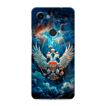 Пластиковый чехол на Google Pixel 3a с принтом Герб флаг России Пластиковый чехол на Google Pixel 3a с принтом Герб флаг России