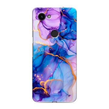 Пластиковый чехол на Google Pixel 3a с принтом синий мрамор Пластиковый чехол на Google Pixel 3a с принтом синий мрамор