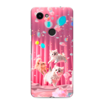 Пластиковый чехол на Google Pixel 3a с принтом милые котики