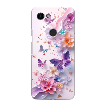 Пластиковый чехол на Google Pixel 3a с принтом цветы бабочки Пластиковый чехол на Google Pixel 3a с принтом цветы бабочки