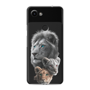Пластиковый чехол на Google Pixel 3a с принтом Львы